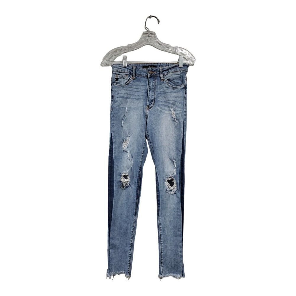 KANCAN Women's Estillo Distressed Mid Rise Skinny Blue Denim Jeans Size …